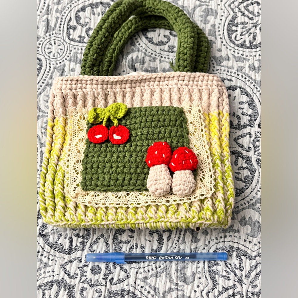 Etsy Crochet Mini Mushroom Cherry Handmade Bag - Picture 9 of 9